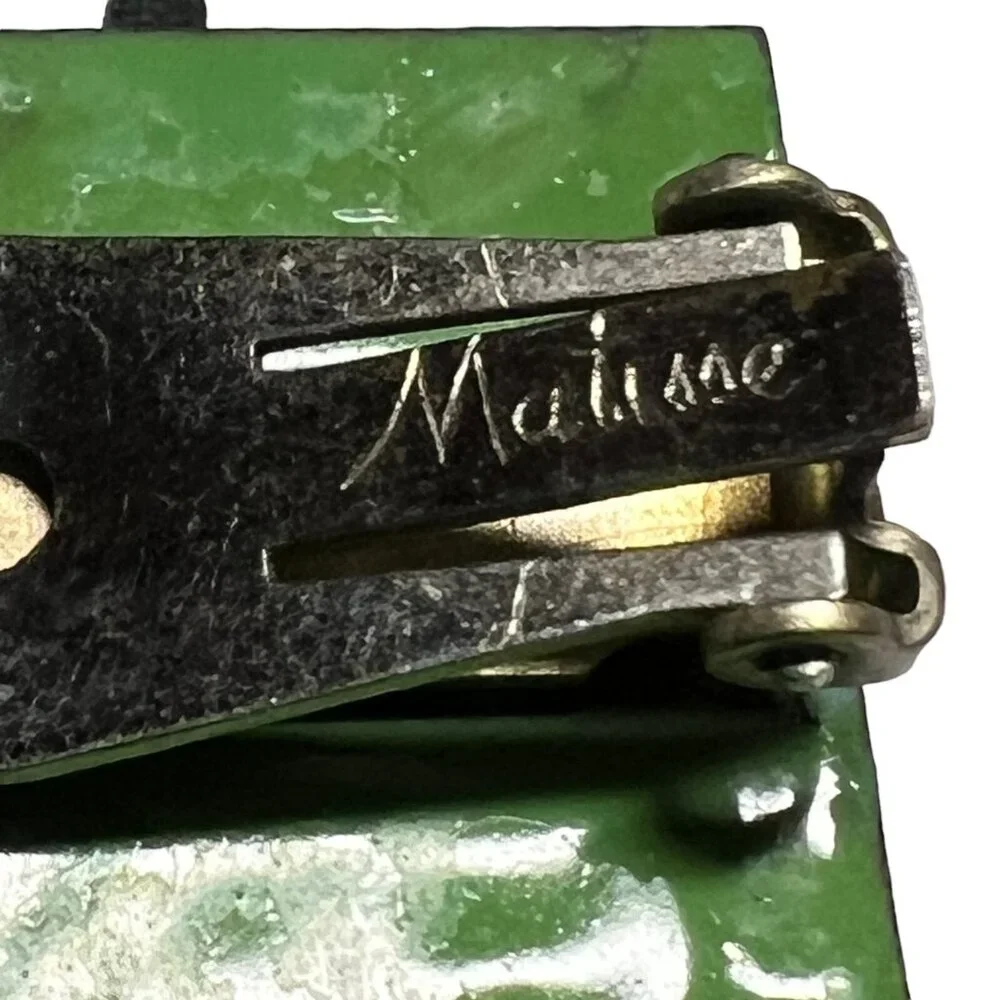 Vintage Matisse Earrings Mixed Media Copper Enamel‎ Modernist Clip On